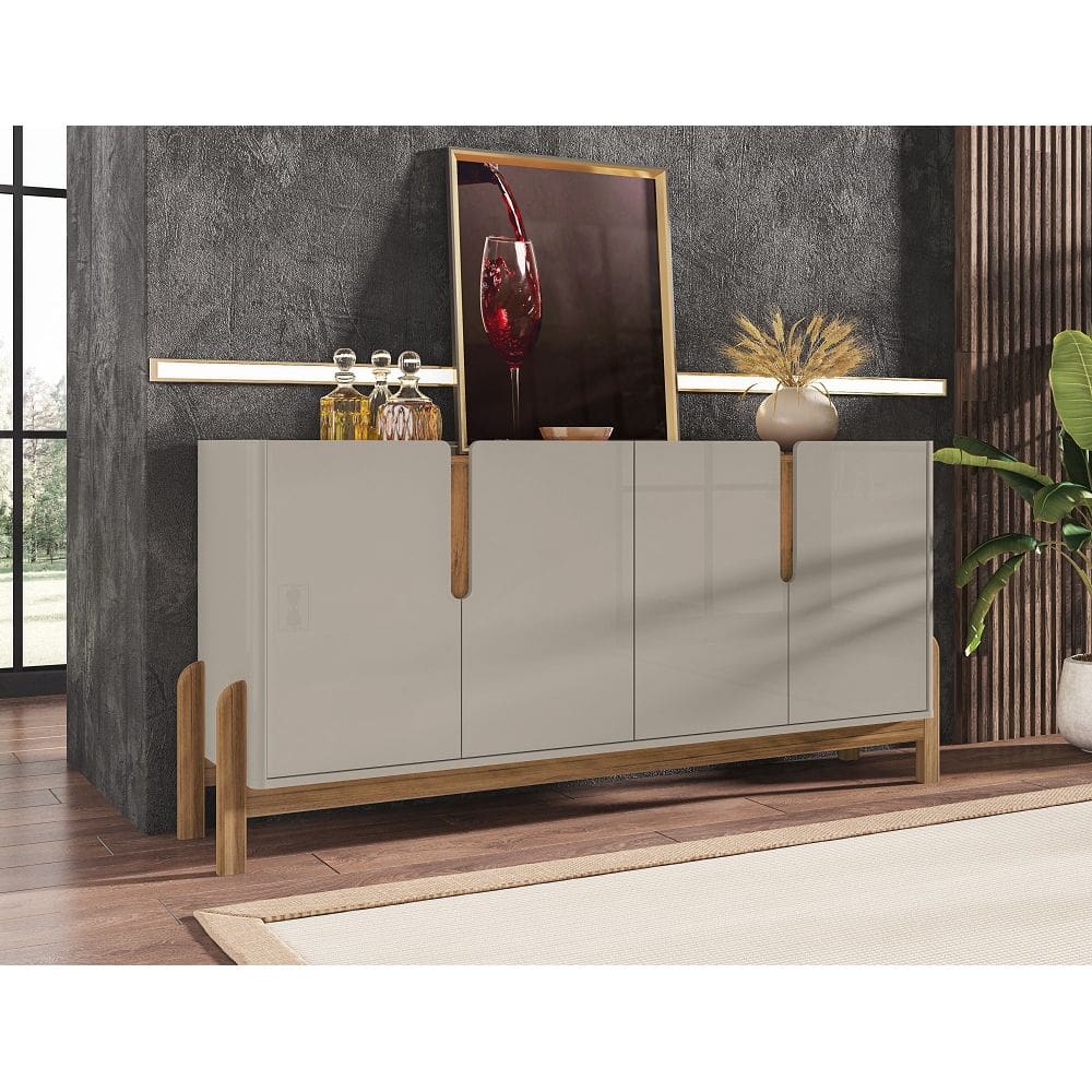 Aparador Buffet Sala Lizz 170cm Off White Marrom