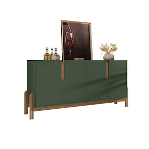 Buffet Aparador Sala Lizz 170cm Verde Oliva Marrom Cedro Casa D