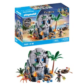 Conjunto de brinquedos Playmobil Pirates Skull Island com 73 peças
