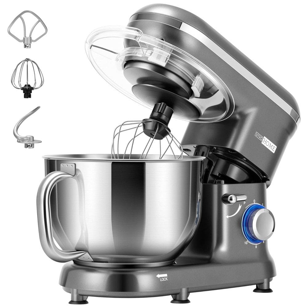 VIVOHOME Batedeira, Mixer, 650W 6 Velocidades 6L Cinza 110V