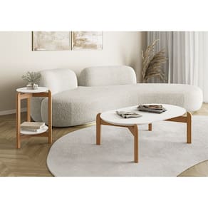 Conjunto Mesa Sala Estar Inove Branco Marrom