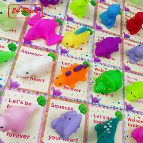 Cartões de dia dos namorados com brinquedos Dinosaur Mochi Squishy para crianças