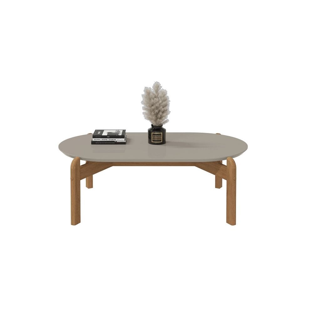 Mesa de Centro Inove Tampo Oval Off White Cedro Casa D