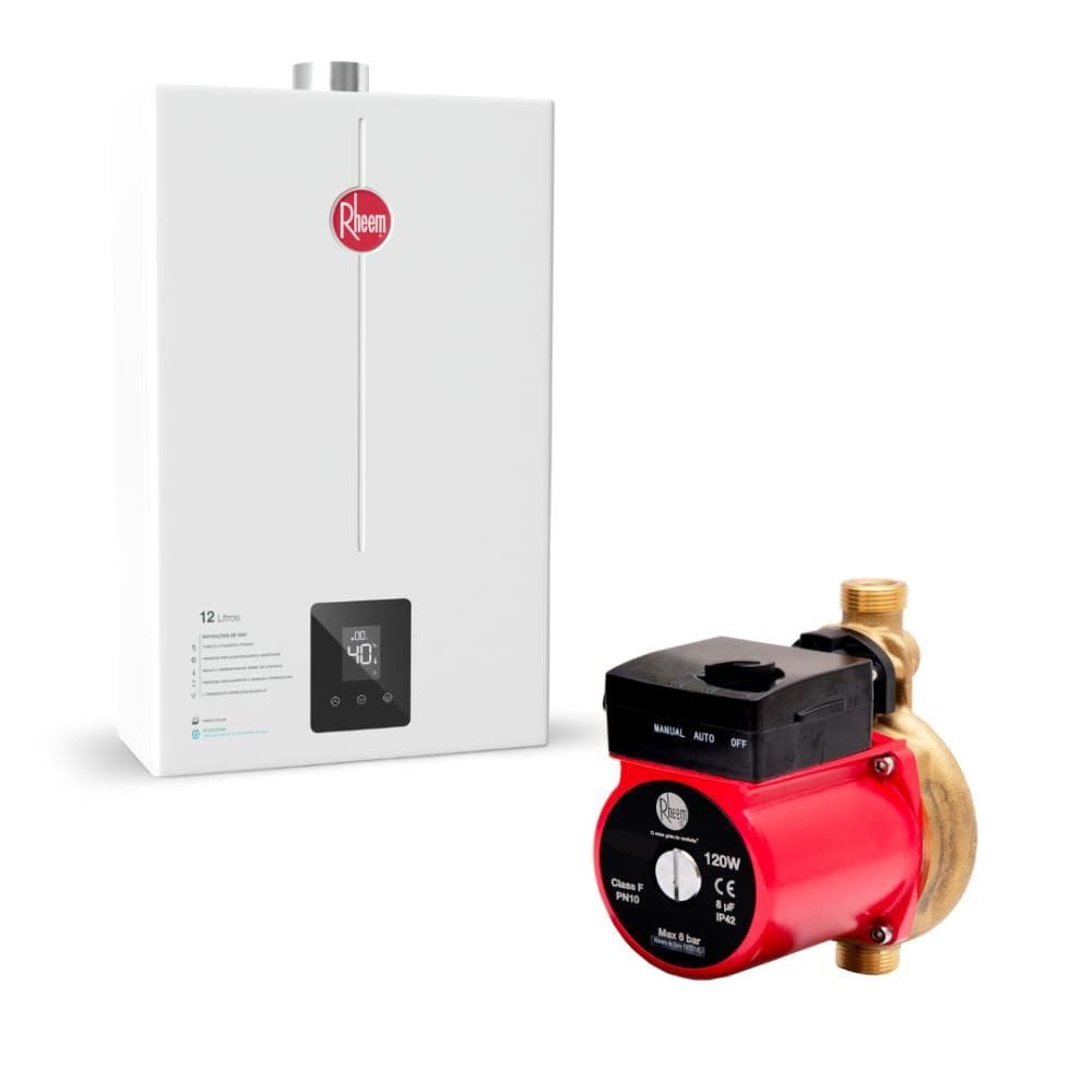 Kit Aquecedor 12 Litros GN Bivolt + Bomba 120W 127V Rheem