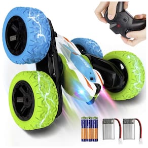 Carrinho de Controle Remoto 2.4Ghz 4WD Dupla Face 360 com 2 Baterias Recarregáveis, REAPP, Branco