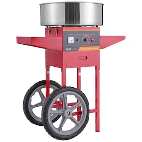 Carrinho de Algodão Doce, Aço Inoxidável, 1000W, 110v, VBENLEM Cotton Candy Machine with Cart, Vermelho