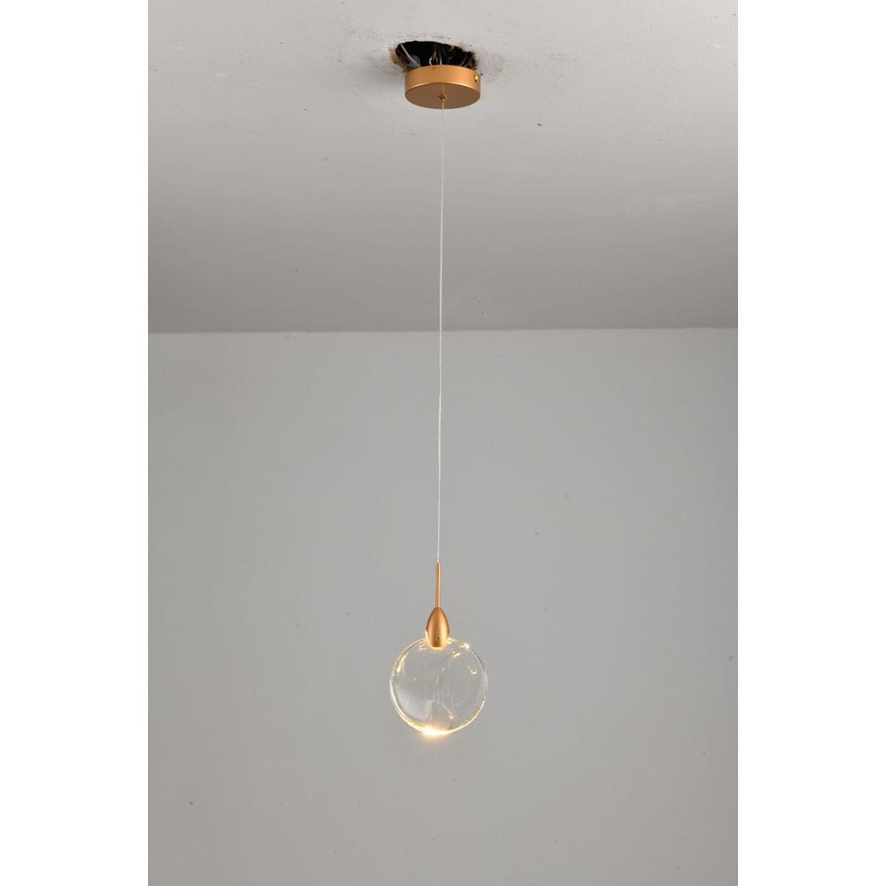 Pendente Bright Dourado E Bola Cristal Translúcido