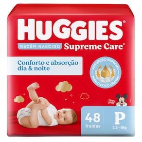 Fralda Huggies Supreme Care Tamanho P Mega 48 Unidades Descartáveis