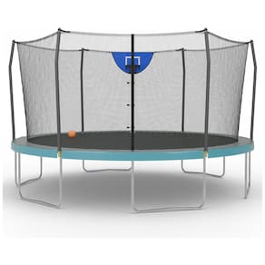 Cama Elastica Capacidade até 125 kg e Tamanho 4 Metros, Skywalker Trampolines, Cinza e Azul