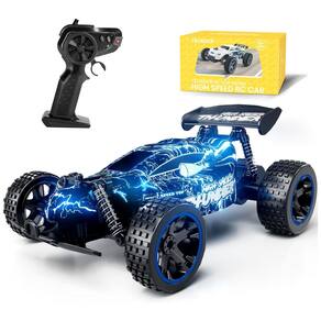 Carrinho de Controle Remoto 2.4 Ghz de Alta Velocidade Escala 1:18 com 2 Baterias Recarregáveis, Tecnock, Azul