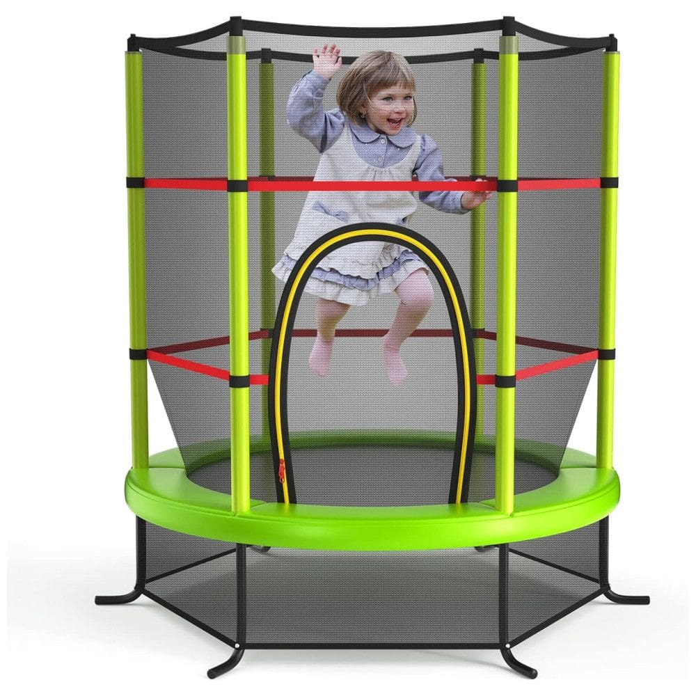 Trampolim Giantex para crianças, trampolim infantil aprovado pela ASTM 55 Mini com rede de segurança, design sem lacunas, fácil de montar