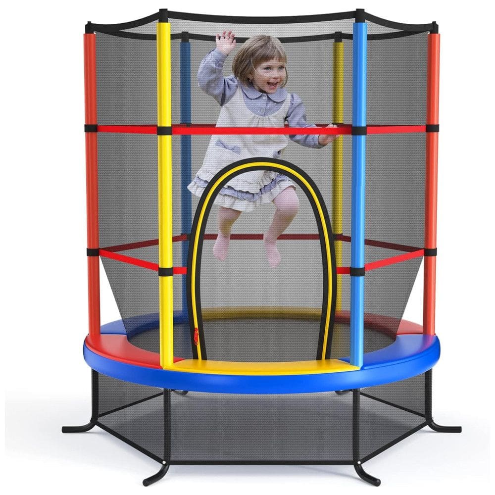 Trampolim Giantex para crianças, trampolim infantil aprovado pela ASTM 55 Mini com rede de segurança, design sem lacunas, fácil de montar