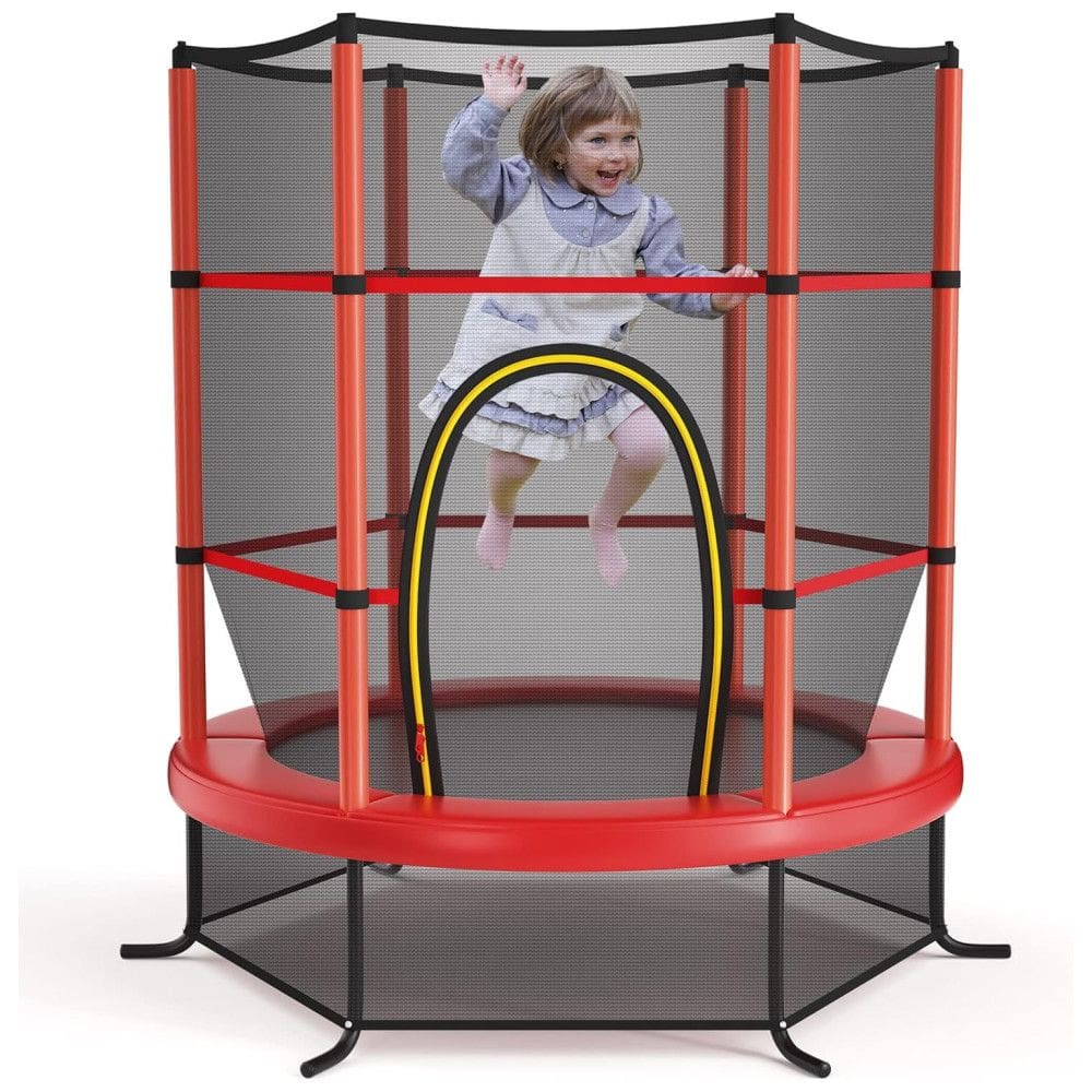 Trampolim Giantex para crianças, trampolim infantil aprovado pela ASTM 55 Mini com rede de segurança, design sem lacunas, fácil de montar