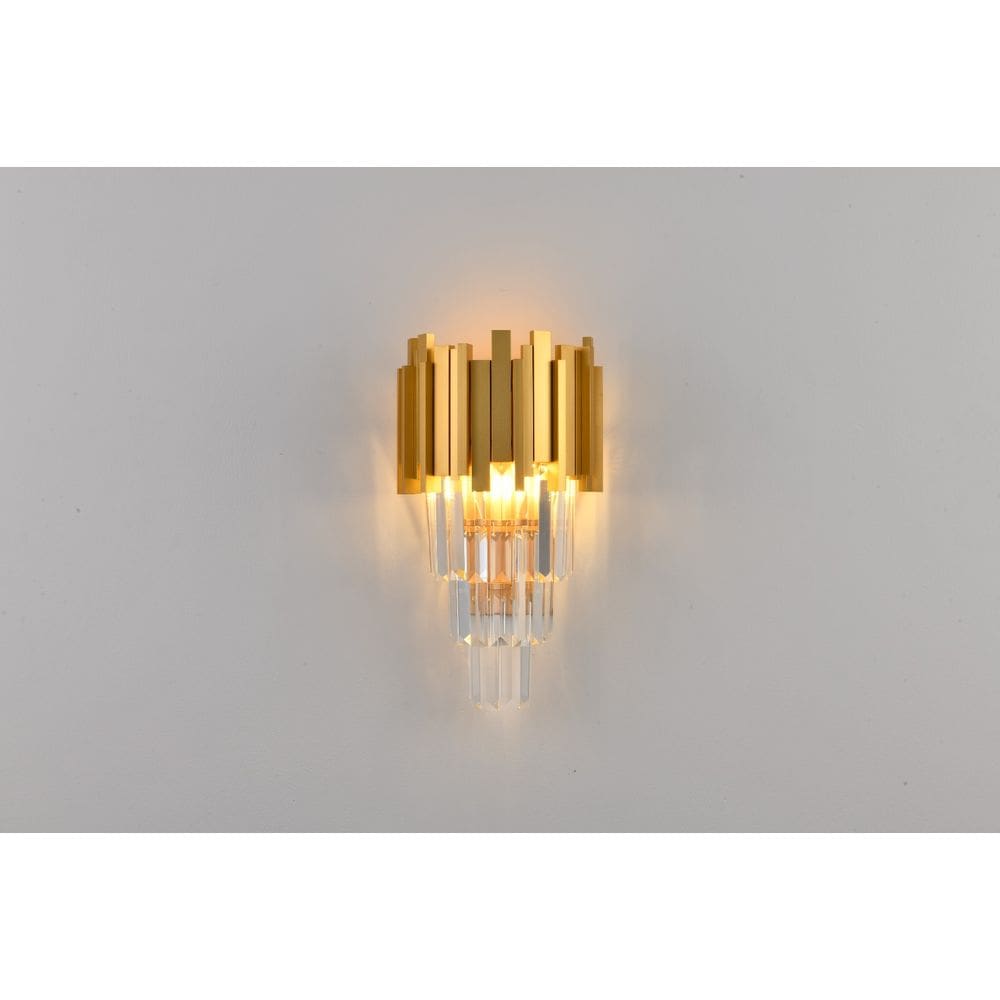 Arandela Fancy 23X12x38cm Dourado E Cristal Translúcido