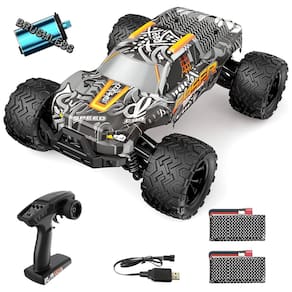 Carrinho de Controle Remoto Off Road de Alta Velocidade 45 Km/h com 2 Baterias, GoolRC, Cinza