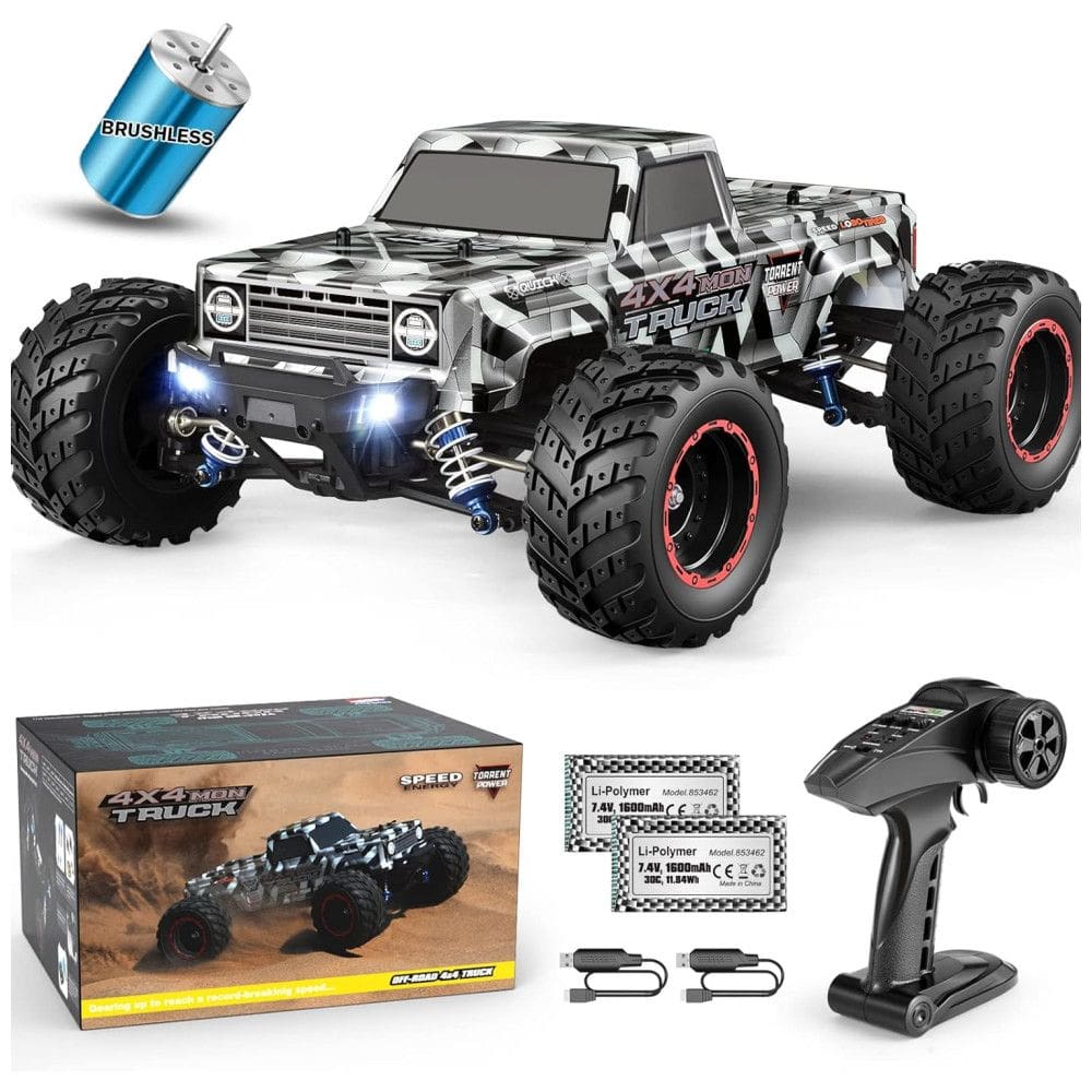 Carrinho de Controle Remoto Off Road 4x4 sem Escova, Escala 1:12 com Velocidade até 55 km/h, Haiboxing 903A, Preto e Cinza