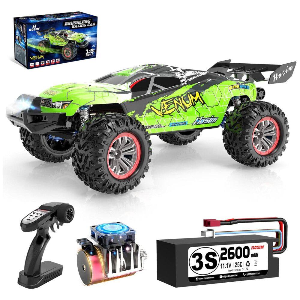 Carri RC 4X4 Escala 1:8 a Prova d`Água, Atinge 80 km/h em Todos os Terrenos, VENUM, Verde