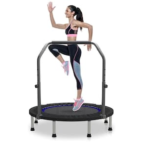 40 por 48 mini trampolim para adultos e crianças exercitam rebote de exercícios com barra ajustável de fitness