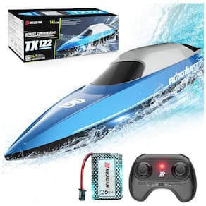 Barco de Controle Remoto para Adultos com Velocidade Máxima de 32 km/h e Bateria Recarregável, BEZGAR TX122, Azul