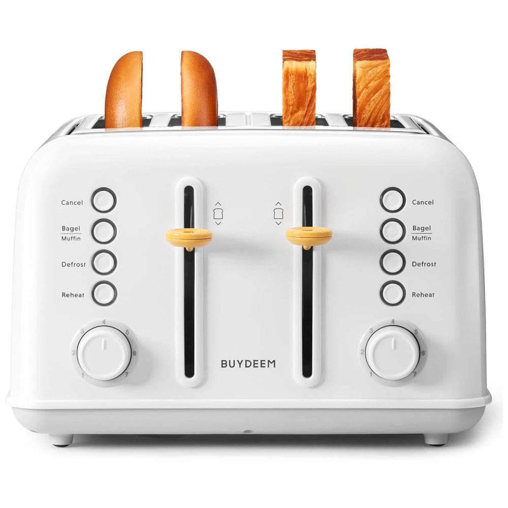 Torradeira BUYDEEM DT640 4 Pães, Aberturas Largas, Inox, Alavanca Alta, Função Bagel e Muffin, Bandeja Removível, 7 Níveis de Tostagem