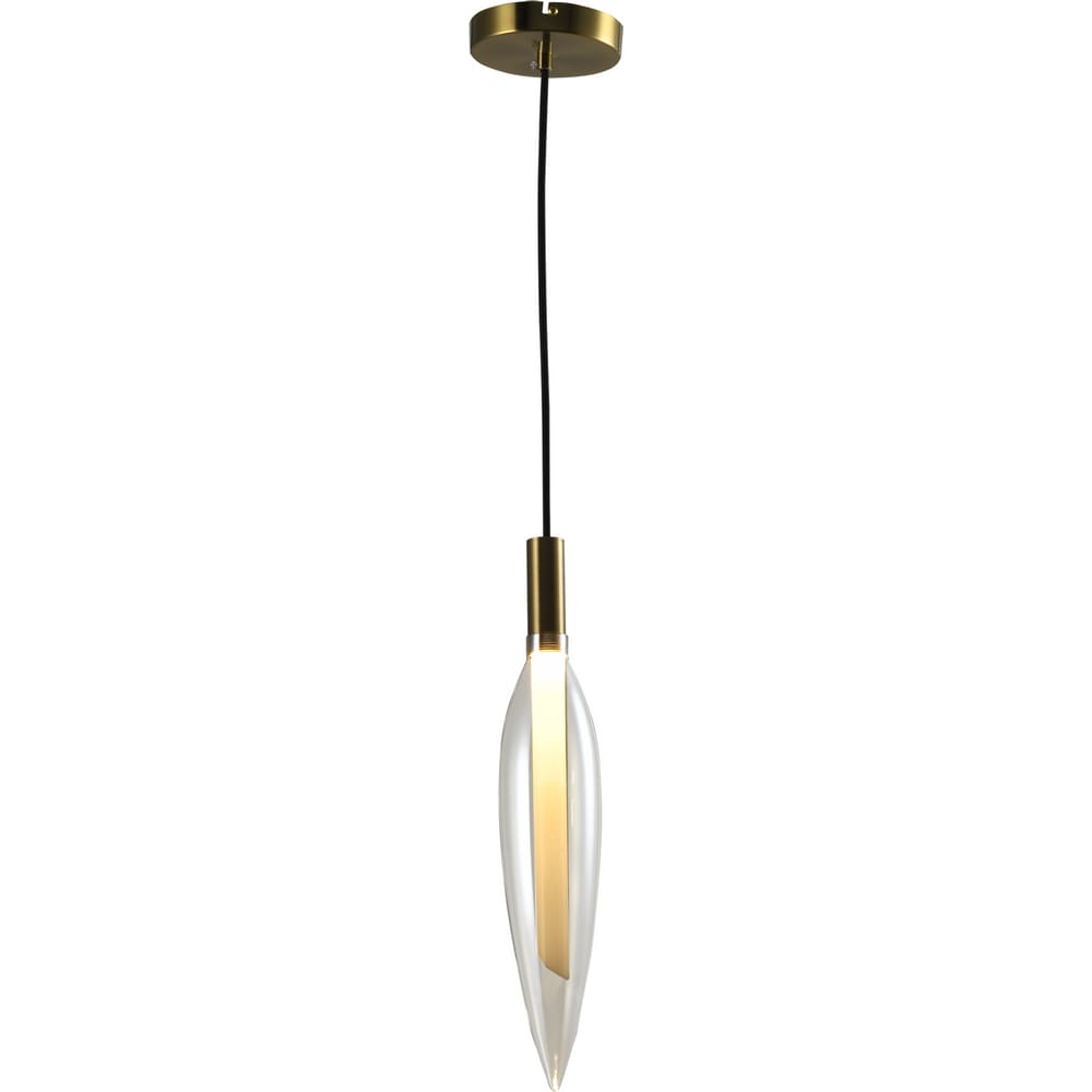 PENDENTE PENCIL MODERNO EM LED DOURADO E VIDRO TRANSPARENTE Ø7,7x43CM