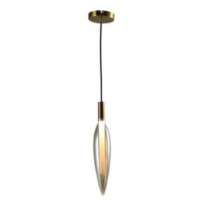 Pendente Pencil Led Moderno Dourado E Vidro Âmbar