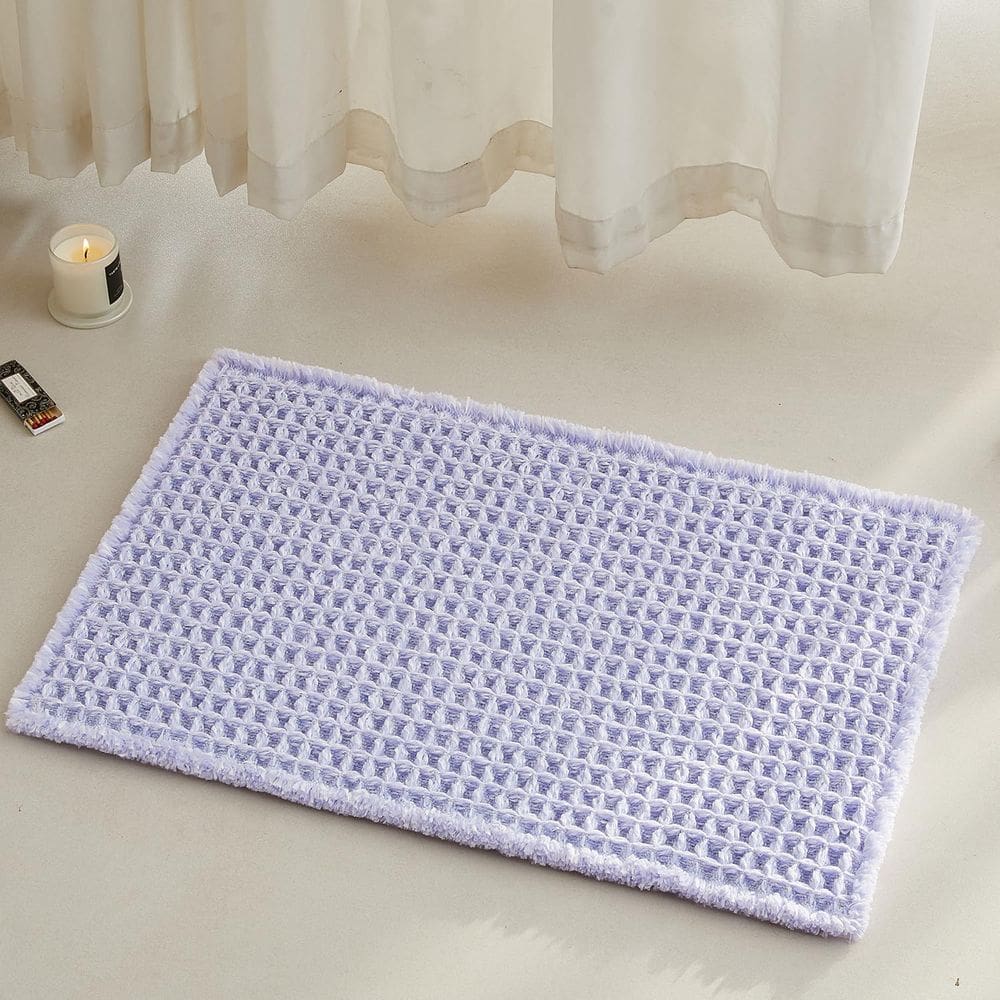 Tapete de banho TYUU Waffle Lavender 60x40cm, antiderrapante, lavável