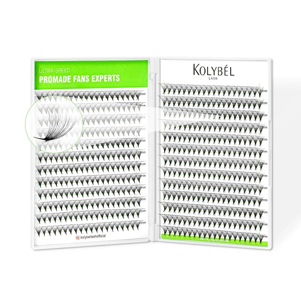 Extensões de cílios Kolybel 24D 0,05 mm C Curl 14 mm 500 ventiladores
