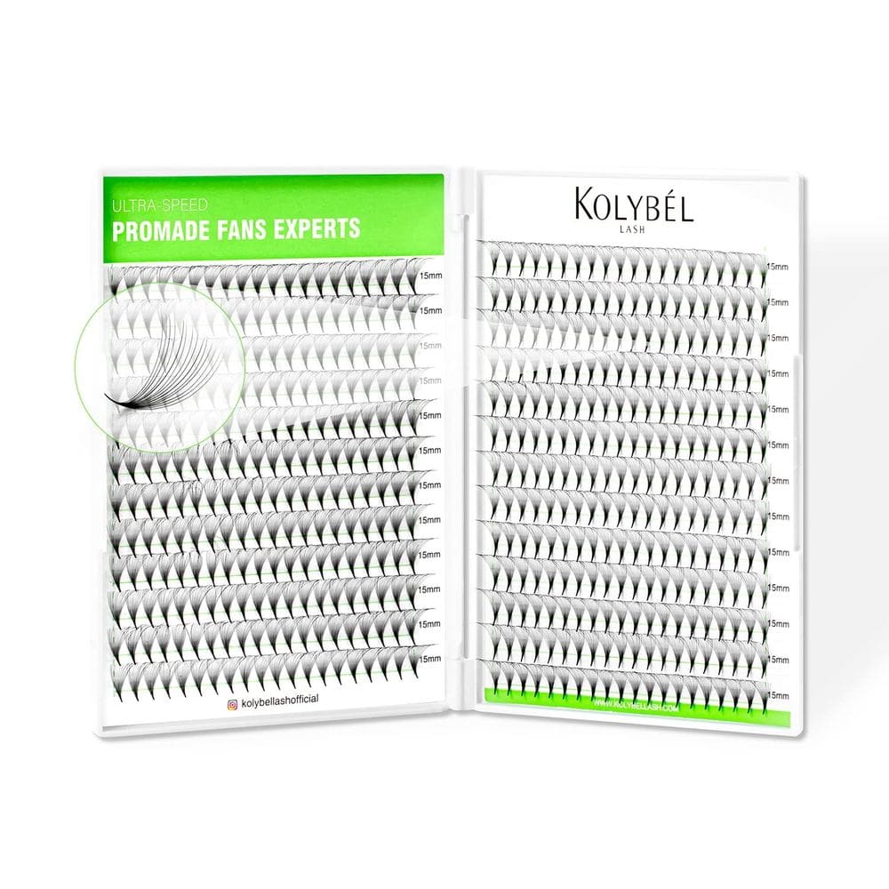 Extensões de cílios Ventiladores pré-fabricados Kolybel 14D 14mm 0,07 C Curl