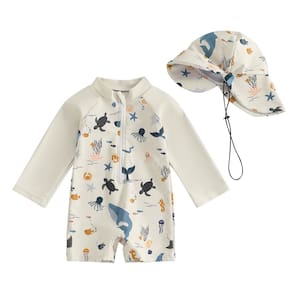 Roupa de banho Baby Boy Rash Guard Hnyenmcko Animal-Beige de 3 a 6 meses
