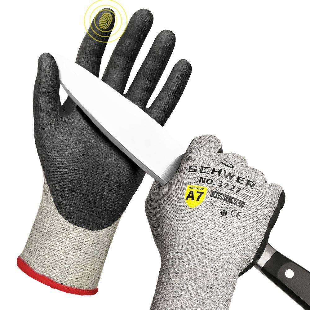 Luvas de trabalho resistentes a cortes Schwer PR3727 ANSI A7 L tamanho 6 pares