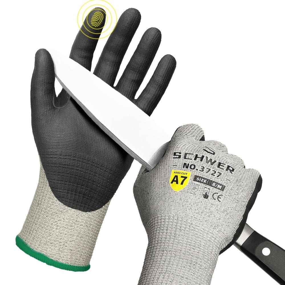 Luvas de trabalho resistentes a cortes Schwer PR3727 ANSI A7 M 6 pares