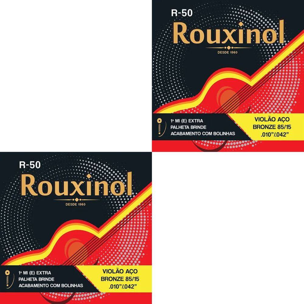 Kit 2 Encordoamento Violão Aço R50 Rouxinol .010”