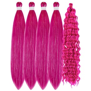 Trança de cabelo Gozill Magenta Pink Tinsel Curly Deep Wave