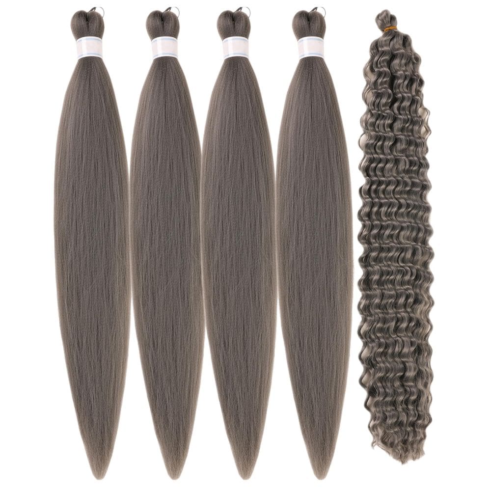 Cabelo trançado Gozill Grey Pré-esticado Curly Deep Wave