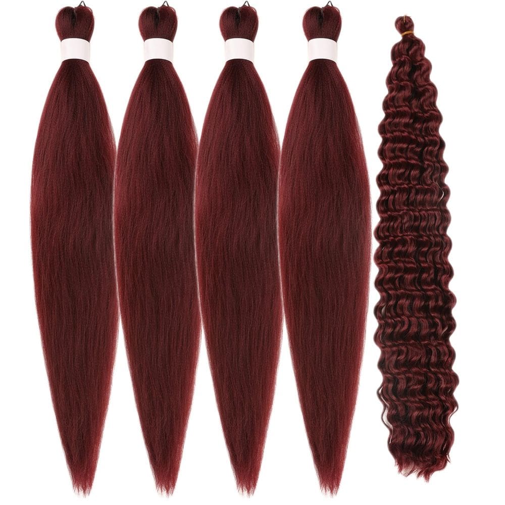 Braiding Hair Gozill Dark Burgundy, pré-esticado, encaracolado, 26 polegadas