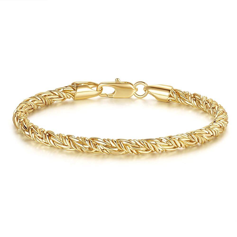 Pulseira TINI ARANDA em ouro 14K, corrente de corda redonda, 19-21 cm