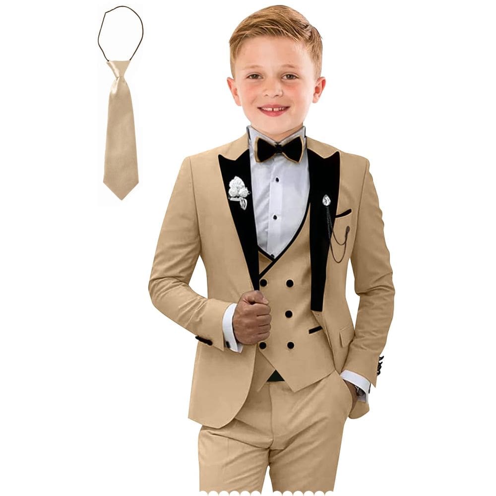 Conjunto de terno formal Tesscy Champagne para meninos, tamanho 20 a 5 peças