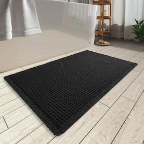 Tapete de banho AMOAMI Waffle Super Absorvente Antiderrapante 45x75cm Preto