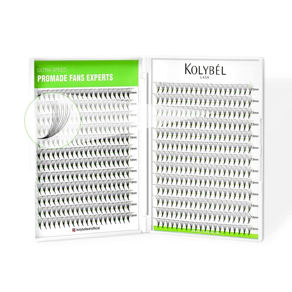 Extensões de cílios Ventiladores pré-fabricados Kolybel 10D 12mm x500