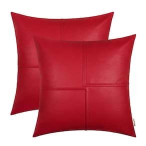 Capas de almofada BRAWARM, couro sintético, 55 cm, vermelho de Natal