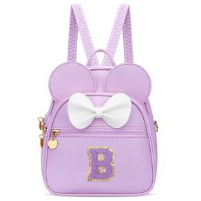 Mini mochila KKXIU Girls Initial Bowknot Purple Faux Leather