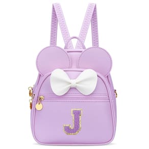 Mini mochila KKXIU Girls Initial Bowknot Purple Faux Leather