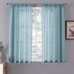 Cortinas transparentes Tollpiz Linen Texturizada Luz Filtrante Azul 5