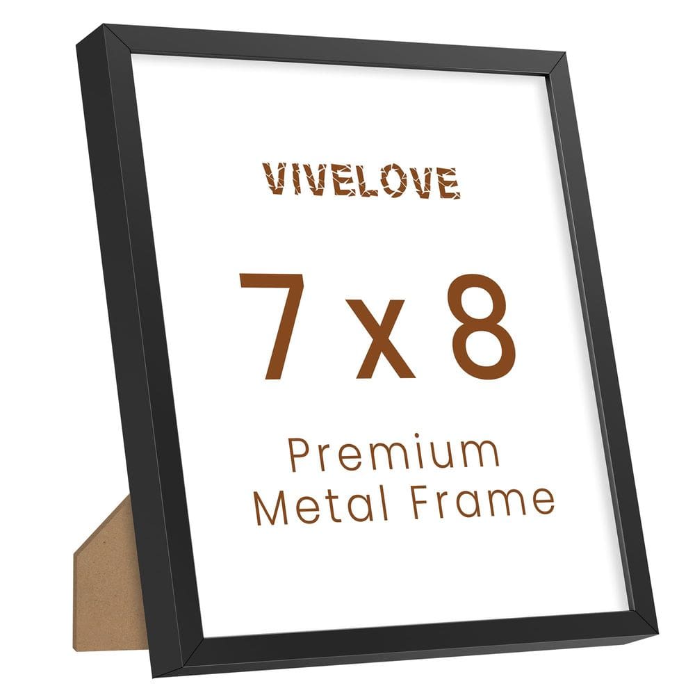 Porta-retratos Vivelove 7x8 em metal preto em alumínio com vidro