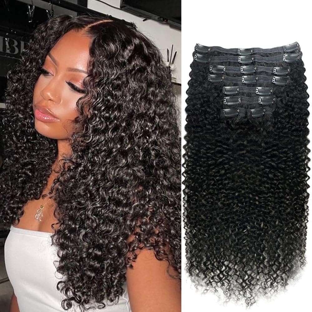 Clipe encaracolado em extensões de cabelo Pobokix Brazilian Virgin Hair