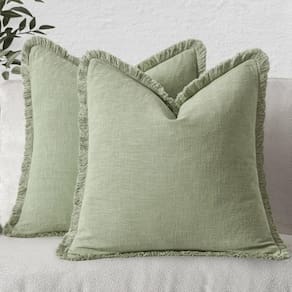 Conjunto de 2 capas de almofada MIULEE com franjas de linho de 45 x 45 cm