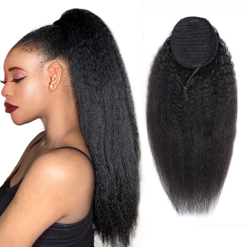Extensão de rabo de cavalo com cordão Annora Afro Kinky Straight 40cm