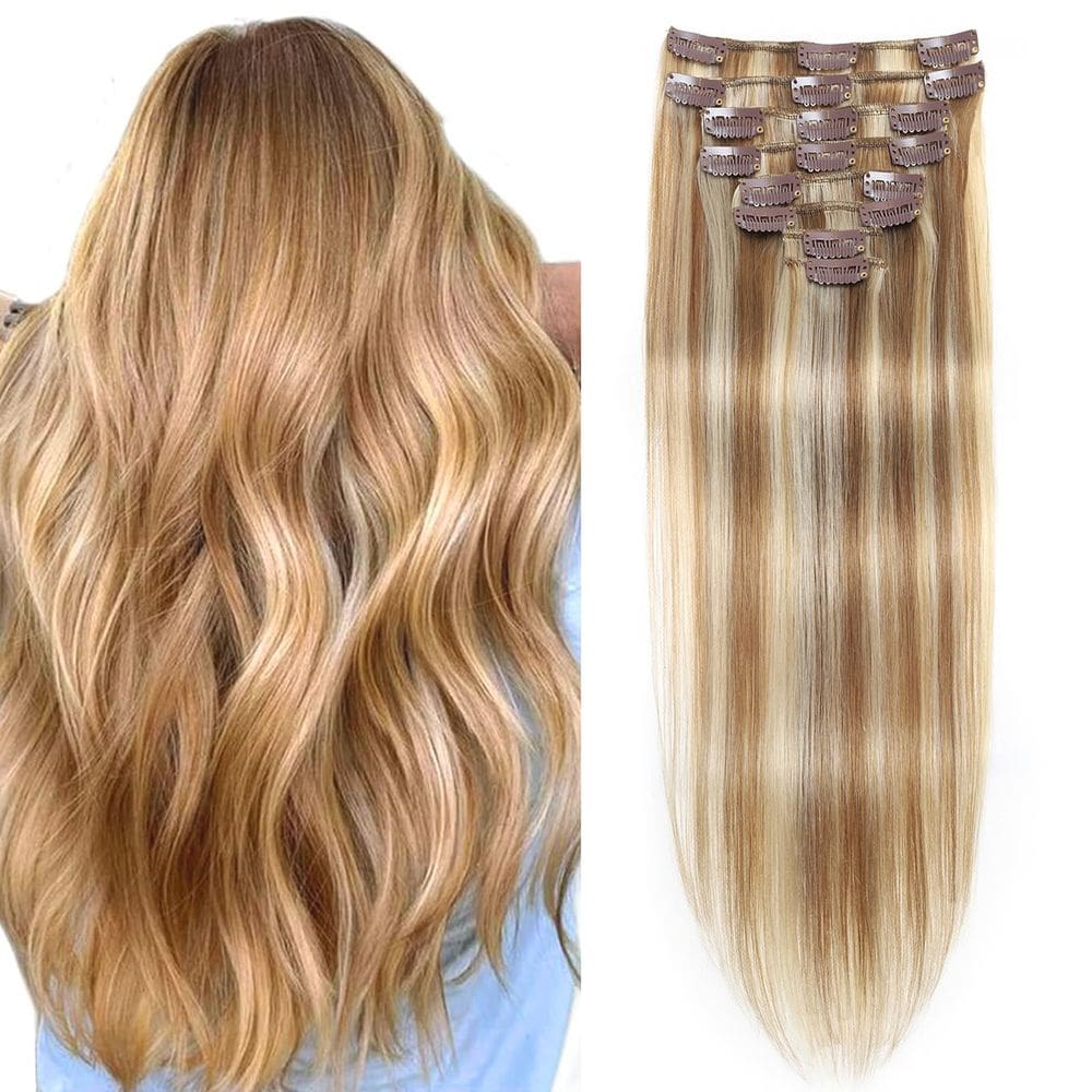 Extensões de cabelo FIPOHIRA Louro claro com destaque para 40cm