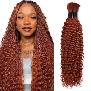 Brawor de cabelo com trança humana Ginger 350 20cm Curly 200g x2